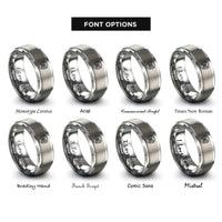 font options for inside engraving on silver geometric butterfly circle rings