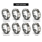font options for inside engraving on gray geometric butterfly circle rings