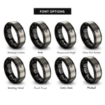 font options for inside engraving on black & grey geometric dragonfly rings