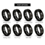 font options for inside engraving on black geometric dragonfly rings