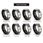 font options for inside engraving on black & gray geometric hummingbird rings