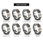 font options for inside engraving on grey geometric hummingbird rings
