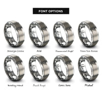 font options for inside engraving on grey geometric hummingbird rings