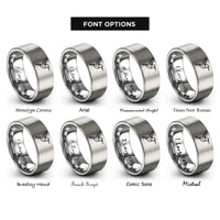 font options for inside engraving on silver geometric hummingbird rings