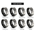 font options for inside engraving on black & grey geometric moth rings