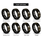 font options for inside engraving on gunmetal & black geometric moth rings