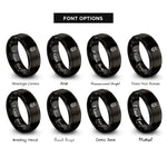 font options for inside engraving on black geometric owl rings
