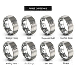 font options for inside engraving on gray geometric owl rings