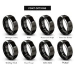 font options for inside engraving on black & gray geometric sigil lines rings