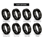 font options for inside engraving on black geometric sigil lines rings