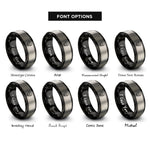 font options for inside engraving on black & grey geometric skull rings