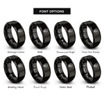 font options for inside engraving on black geometric skull rings