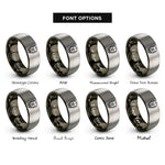 font options for inside engraving on gunmetal & gray geometric skull rings
