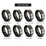 font options for inside engraving on black & silver geometric star rings