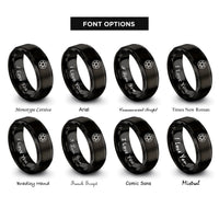 font options for inside engraving on black geometric star rings