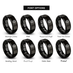 font options for inside engraving on black geometric star rings