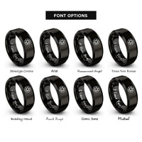 font options for inside engraving on black geometric star rings