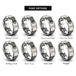 font options for inside engraving on gray geometric star rings