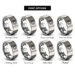 font options for inside engraving on silver geometric star rings