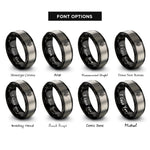 font options for inside engraving on black & silver geometric wolf rings