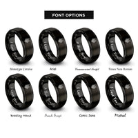 font options for inside engraving on black geometric wolf rings