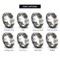 font options for inside engraving on gray geometric wolf rings