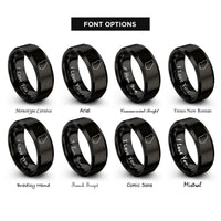 font options for inside engraving on black georgia rings