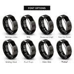 font options for inside engraving on black & silver geothermal steam vent rings