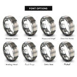 font options for inside engraving on silver geothermal steam vent rings