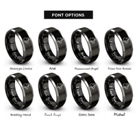 font options for inside engraving on black & gray gerbil rings