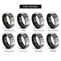 font options for inside engraving on black & gray gerbil eyes rings