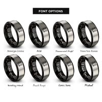 font options for inside engraving on black & silver gerbil eyes rings