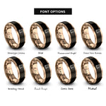 font options for inside engraving on black & rose gold gerbil eyes rings