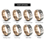 font options for inside engraving on rose gold & grey gerbil rings