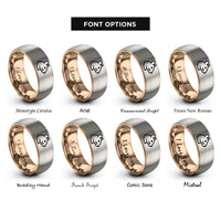 font options for inside engraving on rose gold & grey gerbil rings
