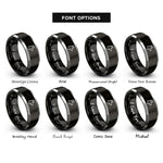 font options for inside engraving on black & silver german shepherd rings