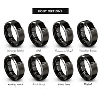 font options for inside engraving on black & silver german shepherd rings