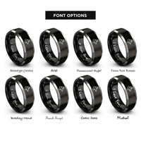 font options for inside engraving on black & silver german shepherd rings