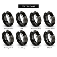 font options for inside engraving on black & gray german shepherd rings