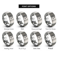 font options for inside engraving on grey german shepherd rings
