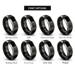 font options for inside engraving on black & silver geyser eruption rings