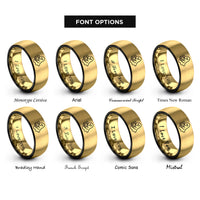 font options for inside engraving on black & gold ghost pumpkin rings
