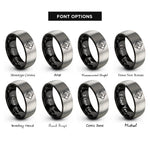 font options for inside engraving on black & grey ghs environmental hazard rings