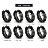 font options for inside engraving on black & gray ghs environmental hazard rings