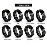 font options for inside engraving on black ghs exclamation mark rings