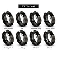 font options for inside engraving on black & grey ghs explosive rings