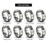 font options for inside engraving on gray ghs flammable rings
