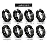 font options for inside engraving on black & gray ghs health hazard rings