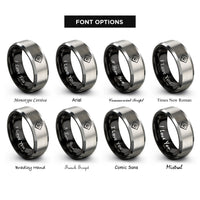 font options for inside engraving on black & silver ghs health hazard rings