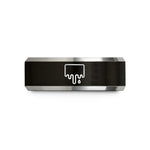 unique friend ring present – black & grey tungsten dripping blood border wedding band